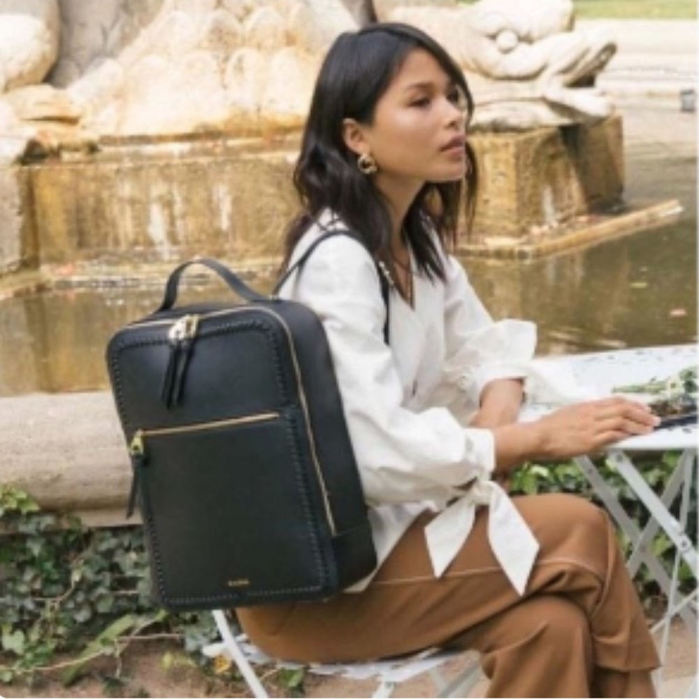 CALPAK black leather backpack laptop & luggage